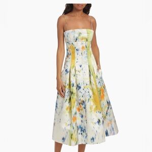 NWT OSCAR DE LA RENTA 2024 Abstract Brush Stroke Satin Dress